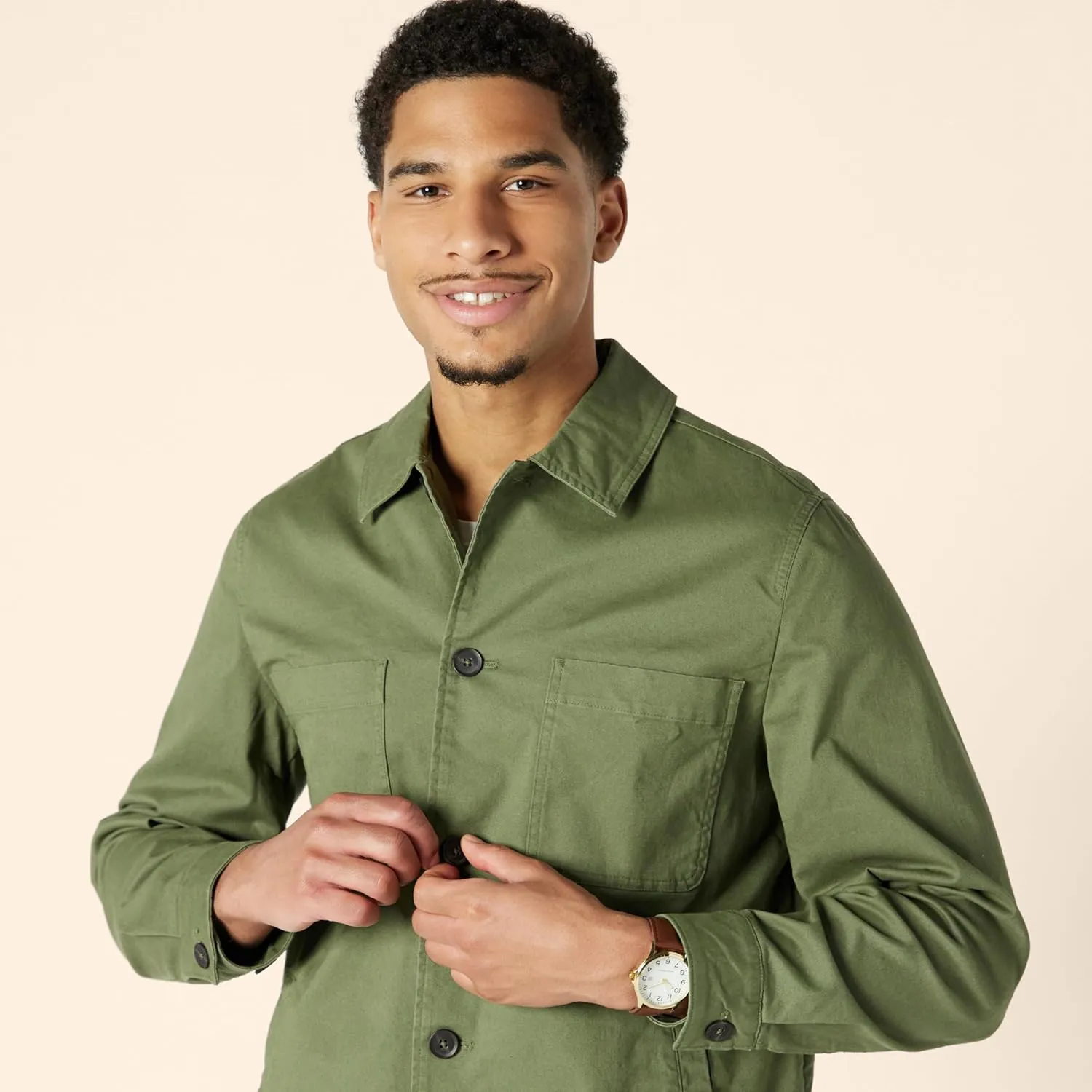 Amazon Essentials Men's Relaxed-Fit Stretch Cotton Utility Jacket