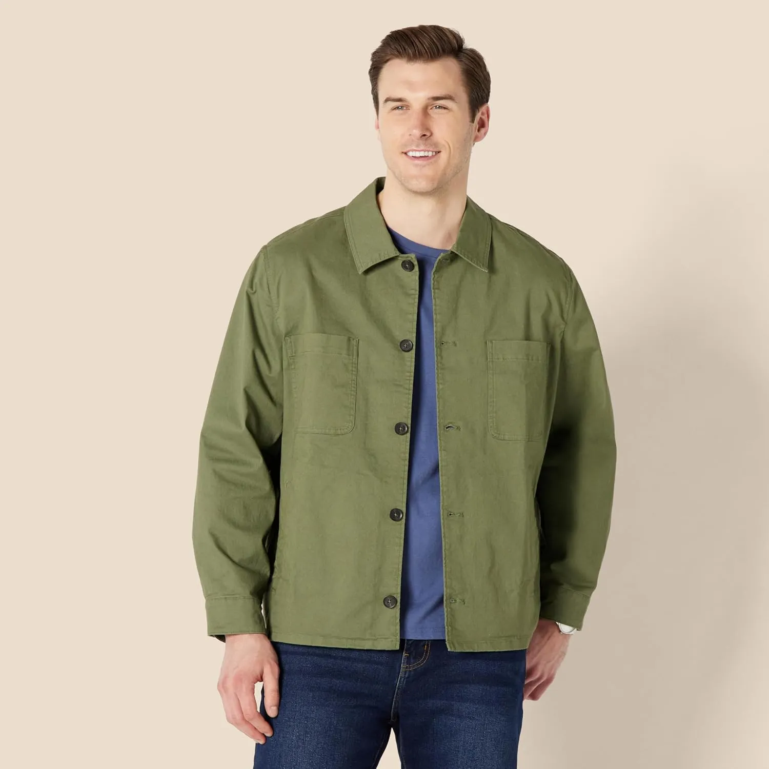 Amazon Essentials Men's Relaxed-Fit Stretch Cotton Utility Jacket
