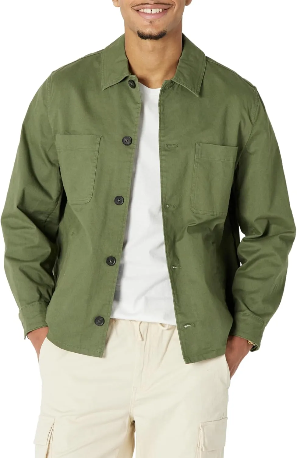 Amazon Essentials Men's Relaxed-Fit Stretch Cotton Utility Jacket