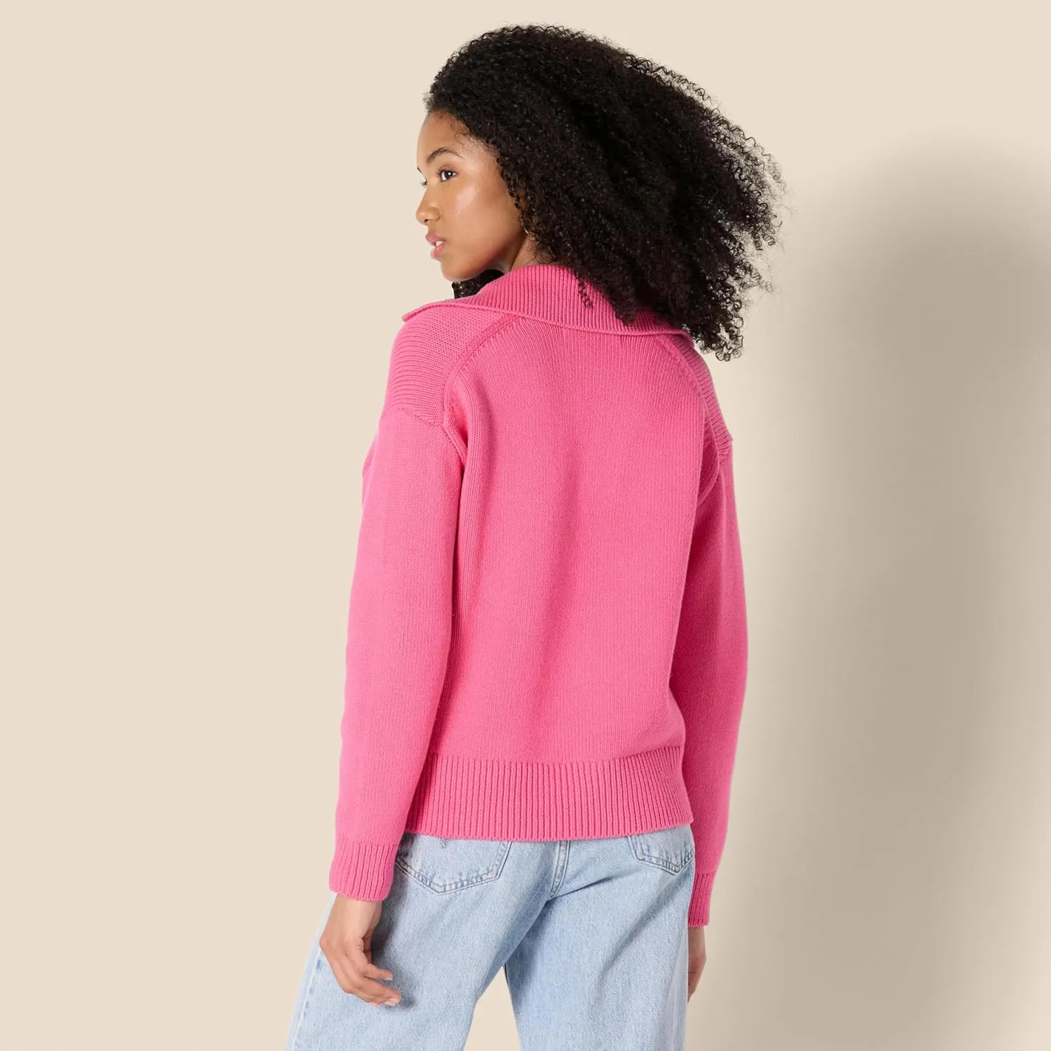 Amazon Essentials Women's Relaxed-Fit Heavyweight Cotton Polo Pullover Sweater