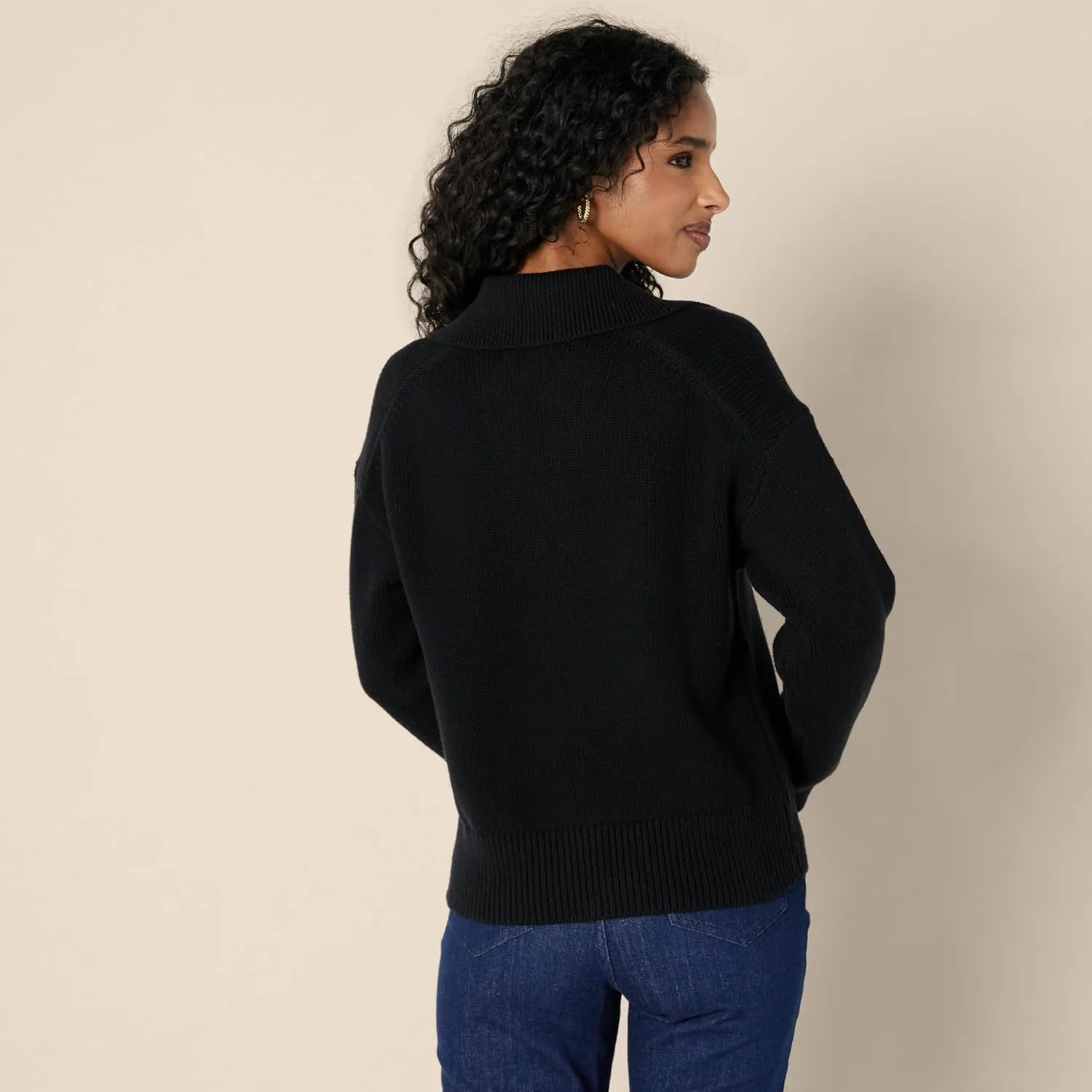 Amazon Essentials Women's Relaxed-Fit Heavyweight Cotton Polo Pullover Sweater