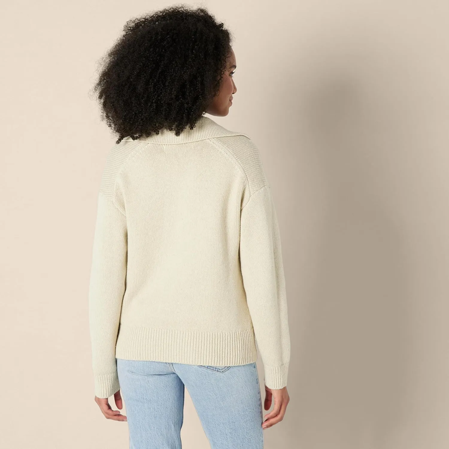 Amazon Essentials Women's Relaxed-Fit Heavyweight Cotton Polo Pullover Sweater