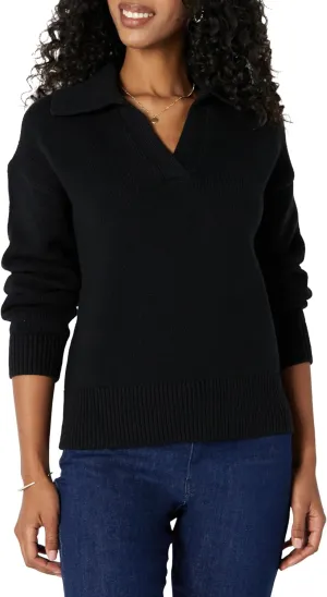 Amazon Essentials Women's Relaxed-Fit Heavyweight Cotton Polo Pullover Sweater
