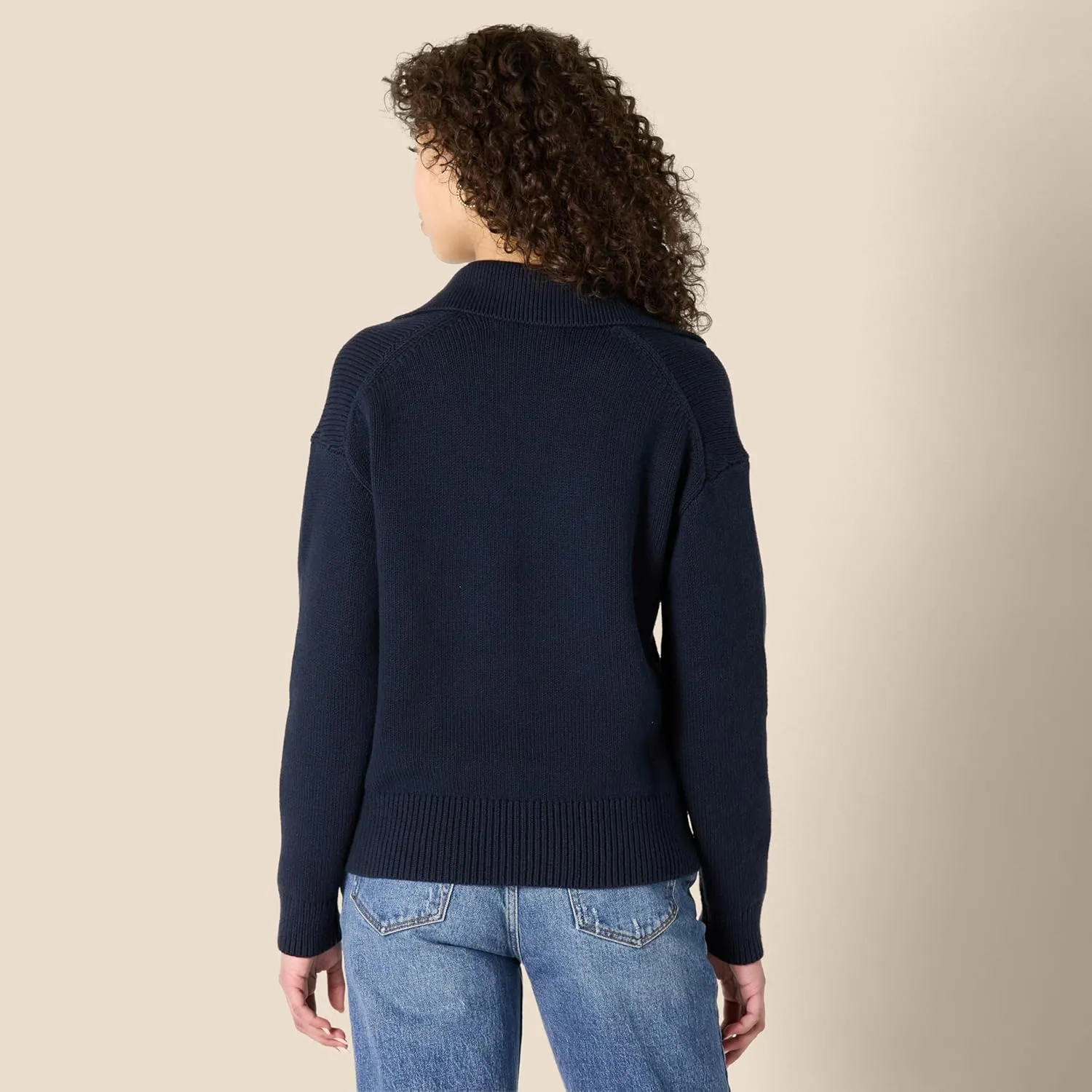Amazon Essentials Women's Relaxed-Fit Heavyweight Cotton Polo Pullover Sweater