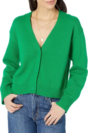 Amazon Essentials Women's Relaxed Fit V-Neck Cropped Cardigan