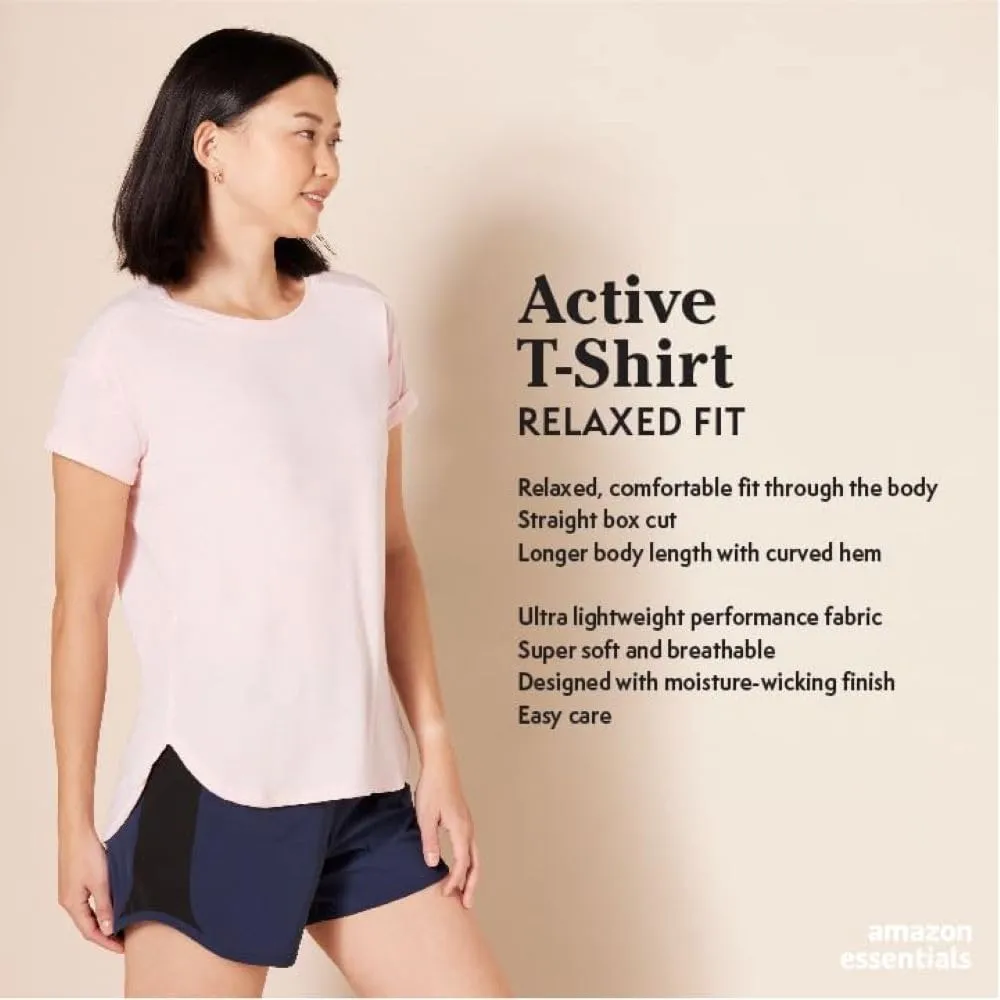 Amazon Essentials Women's Studio Relaxed-Fit Lightweight Crewneck T-Shirt (Available in Plus Size), Multipacks