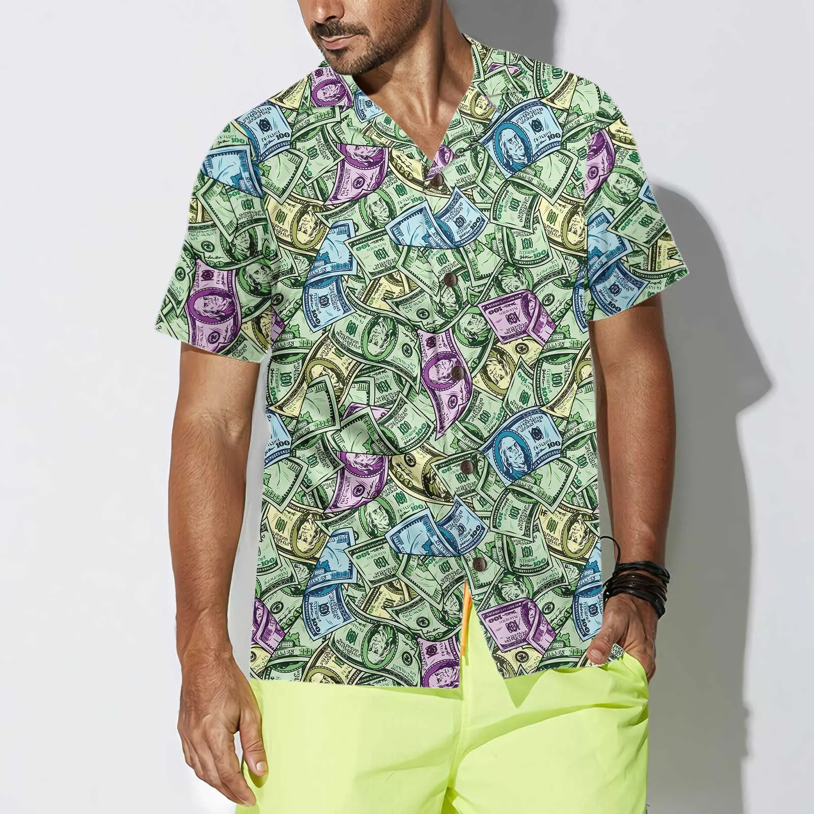 American Currency Banknotes Seamless Pattern Dollar Hawaiian Shirt, Funny Money Aloha Shirt Gift For Men
