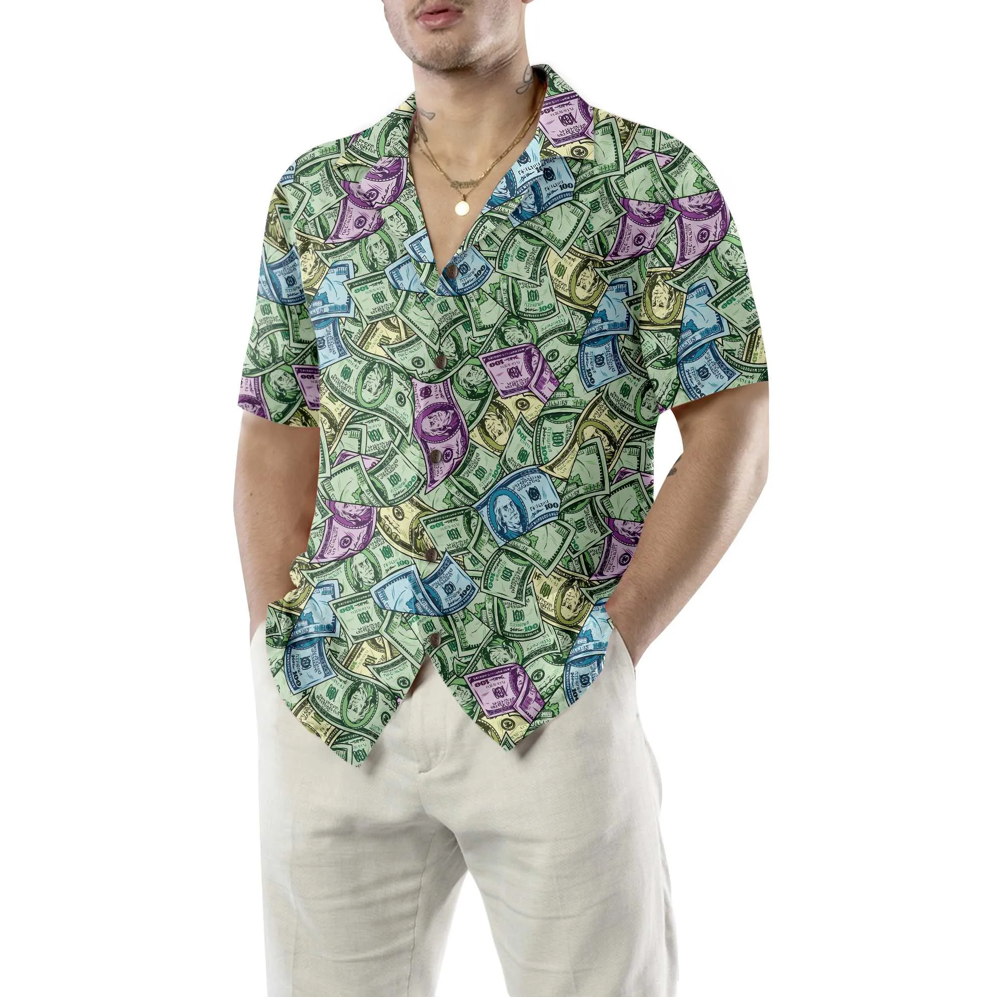 American Currency Banknotes Seamless Pattern Dollar Hawaiian Shirt, Funny Money Aloha Shirt Gift For Men