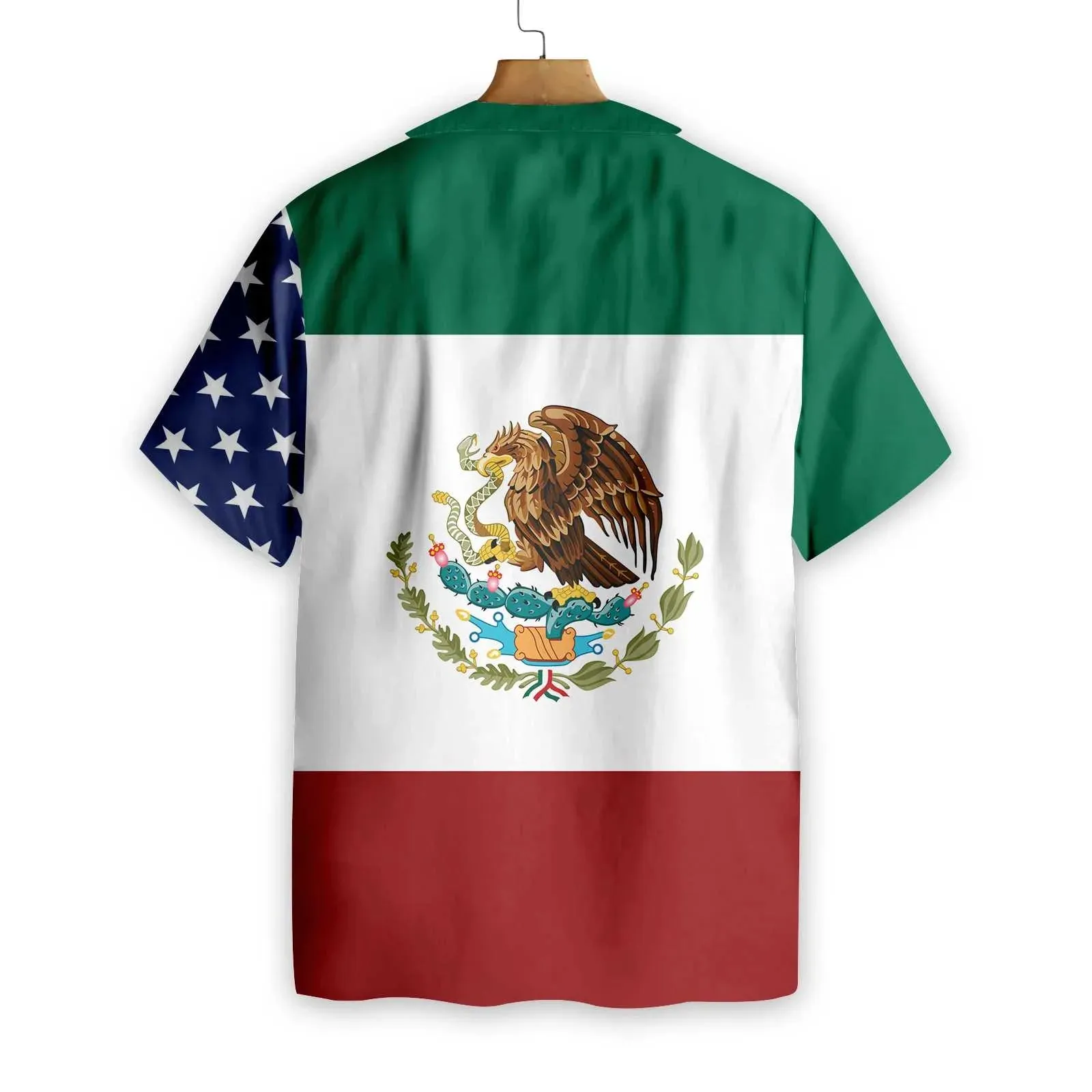 American Flag Mexico Flag Hawaiian Shirt, Patriot Aloha Shirt For Men & Women, Best Gift For Husband, Wife, Boyfriend, Girlfriend