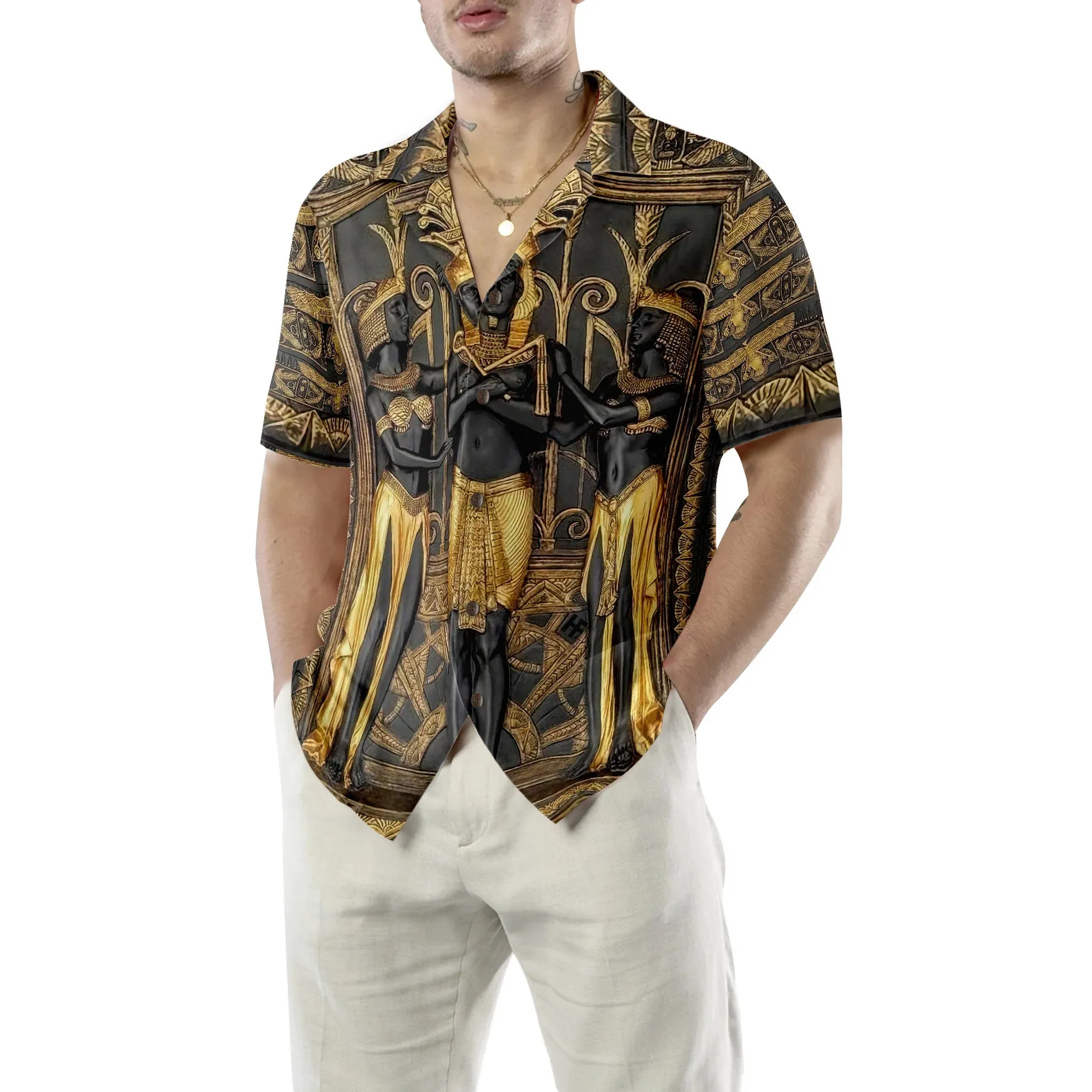 Ancient Egypt Pharaoh Hawaiian Shirt, Symbol Ancient Aloha Shirt For Men & Women, Best Gift For Husband, Wife, Boyfriend, Girlfriend