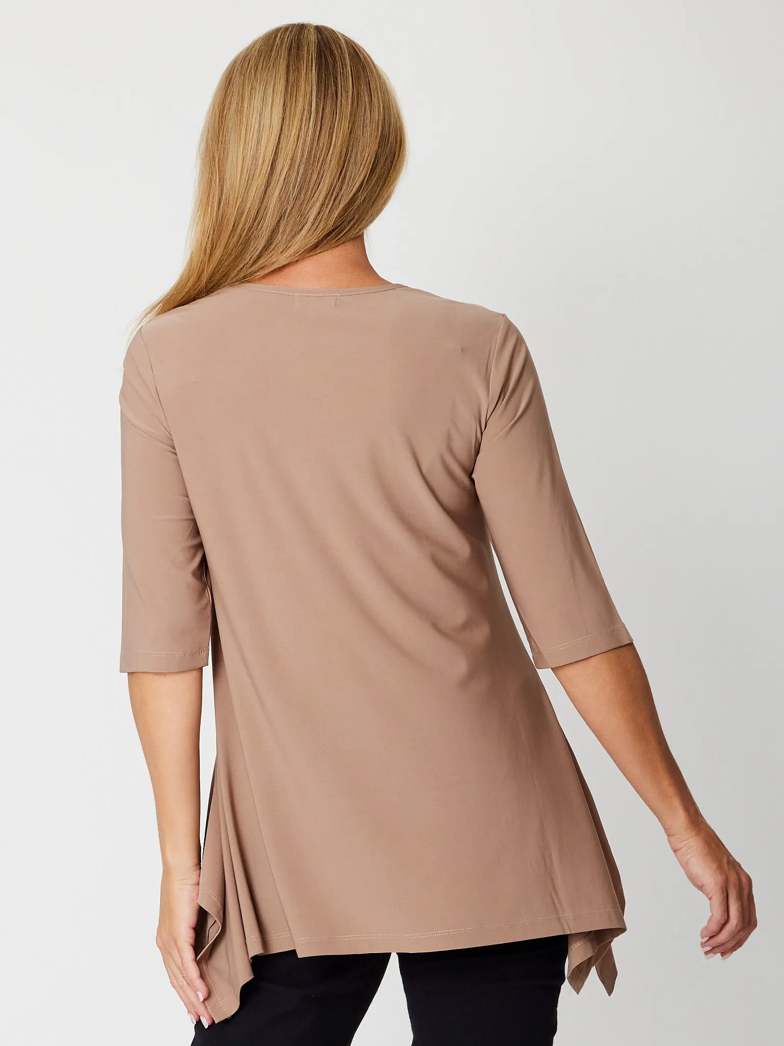 ANDREA VEE NECK MID SLV - Beige - 26355