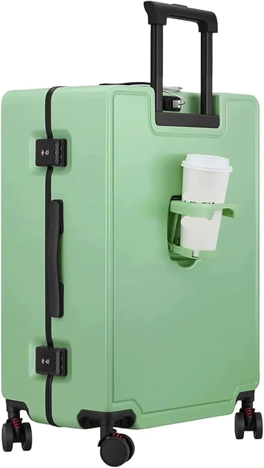 ANIIC Luggage Suitcases With Wheels Multifunctional Cabin Luggage Security Anti -Theft Large-Capacity Hardside Luggage Suitcase Spinner Luggages (Color : Green, Size : 24 in)