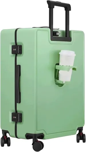 ANIIC Luggage Suitcases With Wheels Multifunctional Cabin Luggage Security Anti -Theft Large-Capacity Hardside Luggage Suitcase Spinner Luggages (Color : Green, Size : 24 in)