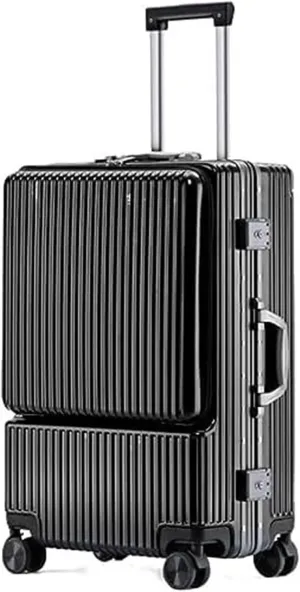 ANIIC Luggage Suitcases With Wheels Rechargeable Carry On Luggage With Wheels Dry And Wet Separation Design Checked Luggage Suitcase Spinner Luggages (Color : Black, Size : 20in)