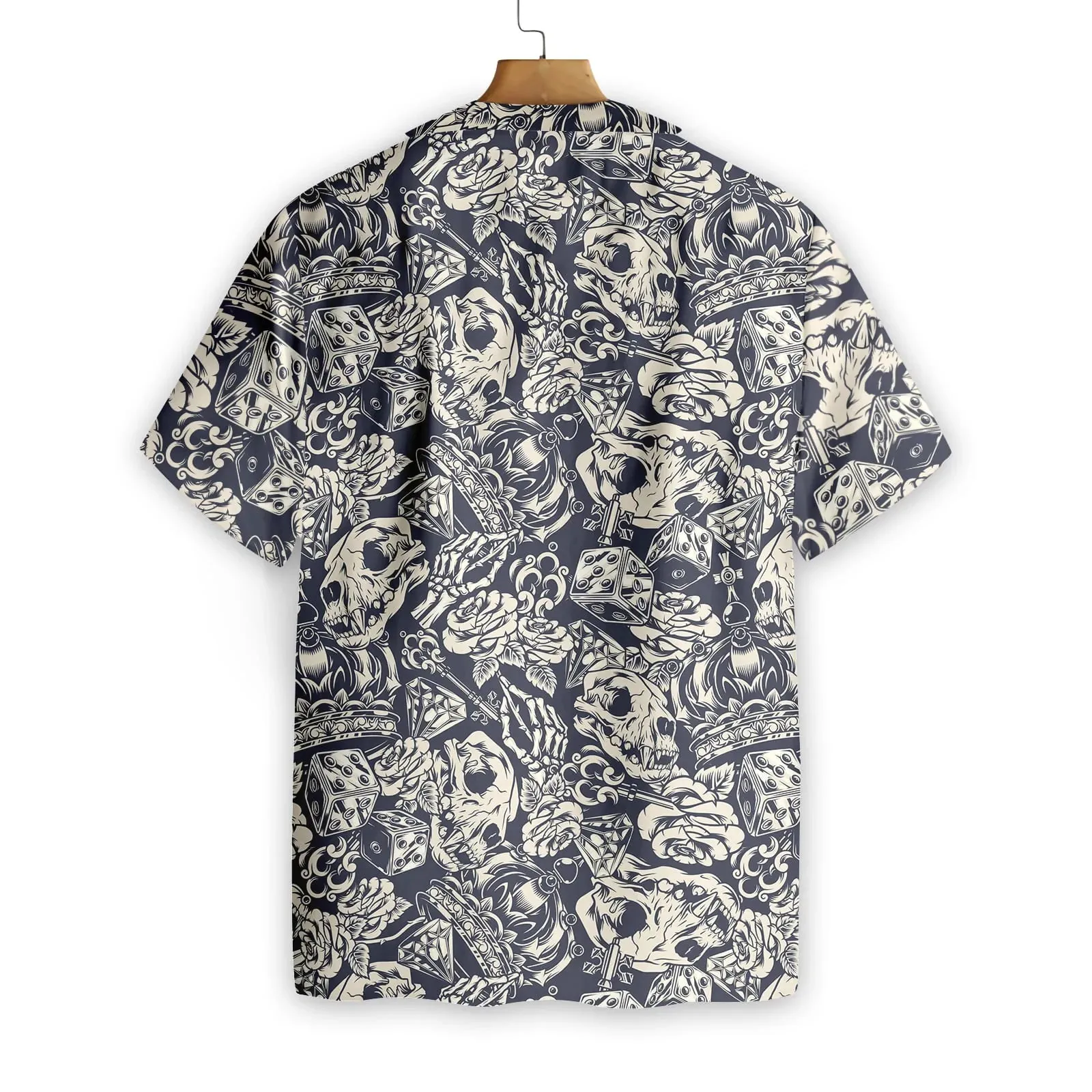 Apes Skull Seamless Pattern Hawaiian Shirt, Crown Rose Dice Hand Bones Aloha Shirt For Men & Women, Best Gift For Husband, Wife, Boyfriend, Girlfriend