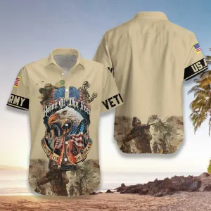 Army Veteran USA Flag Hawaiian Shirt, Home Of The Free Aloha Shirt For Men & Women, Best Gift For Summer, Husband, Wife, Boyfriend, Girlfriend