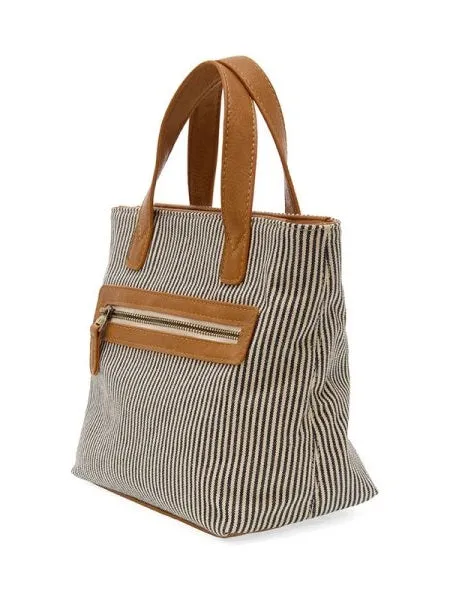 Audrey Pinstripe Carmen Canvas  Crossbody  - L8209-04  -  Women DEMIM