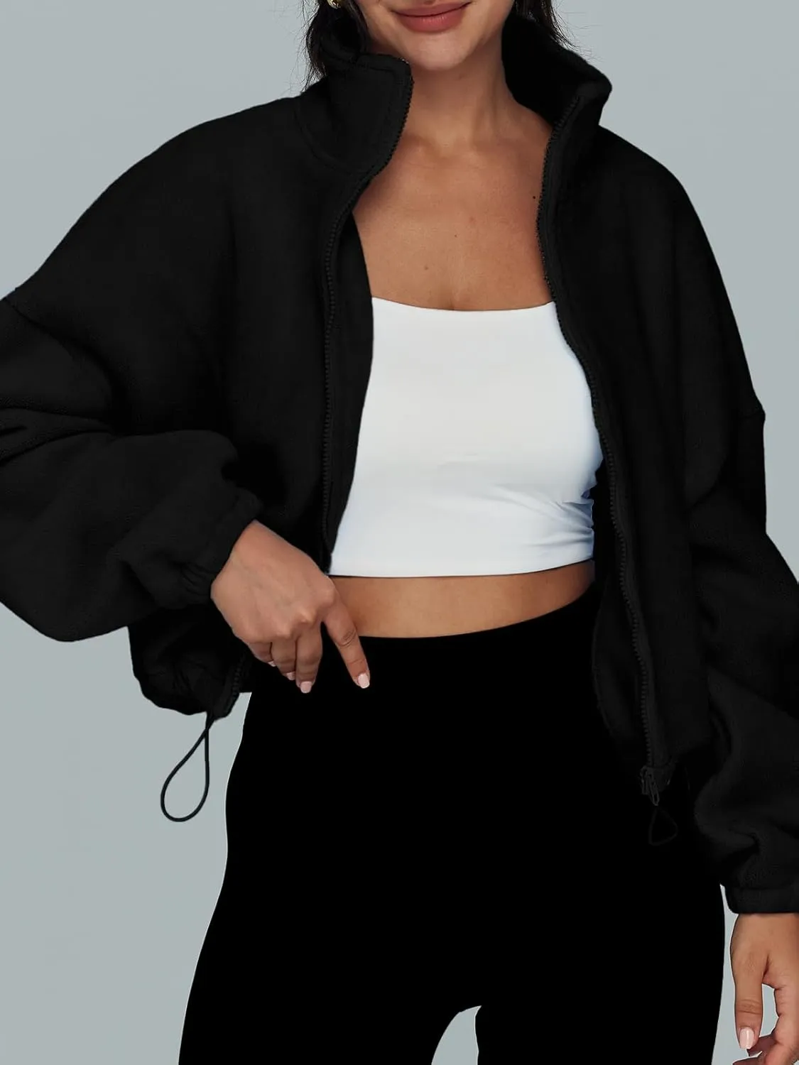 AUTOMET Womens Fleece Jackets Zip Up Oversized Sweatshirts Winter Clothes Long Sleeve Crop Sherpa Fall Outfits Fashion