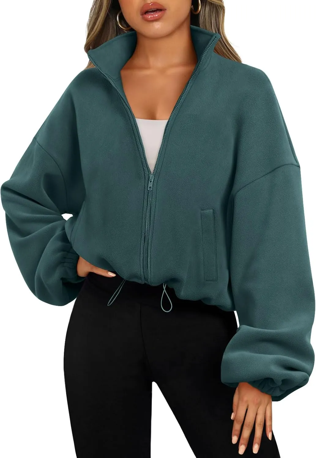 AUTOMET Womens Fleece Jackets Zip Up Oversized Sweatshirts Winter Clothes Long Sleeve Crop Sherpa Fall Outfits Fashion