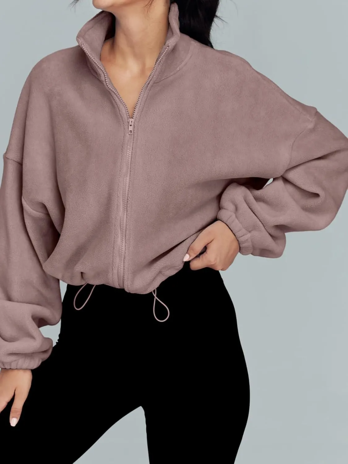 AUTOMET Womens Fleece Jackets Zip Up Oversized Sweatshirts Winter Clothes Long Sleeve Crop Sherpa Fall Outfits Fashion