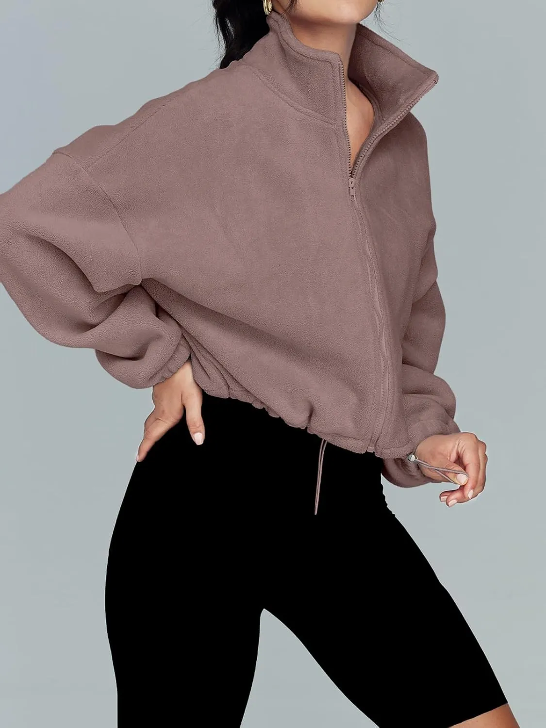 AUTOMET Womens Fleece Jackets Zip Up Oversized Sweatshirts Winter Clothes Long Sleeve Crop Sherpa Fall Outfits Fashion