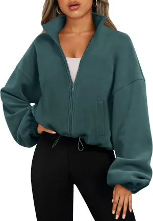 AUTOMET Womens Fleece Jackets Zip Up Oversized Sweatshirts Winter Clothes Long Sleeve Crop Sherpa Fall Outfits Fashion