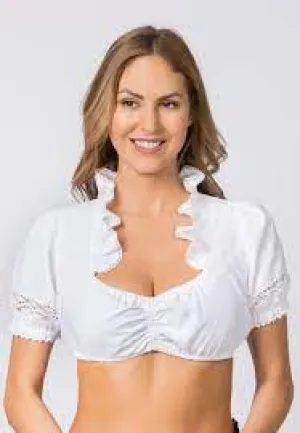 B-7200 Stockerpoint white Dirndl Blouse with nice cotton lace in the arms