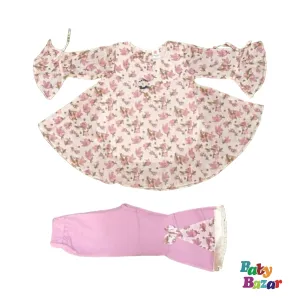Baby Girl Summer Dress with Lovely Flower Print (Light Pink)
