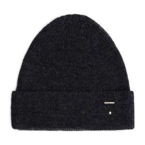 Baby Knitted Beanie, Nearly Black Melange