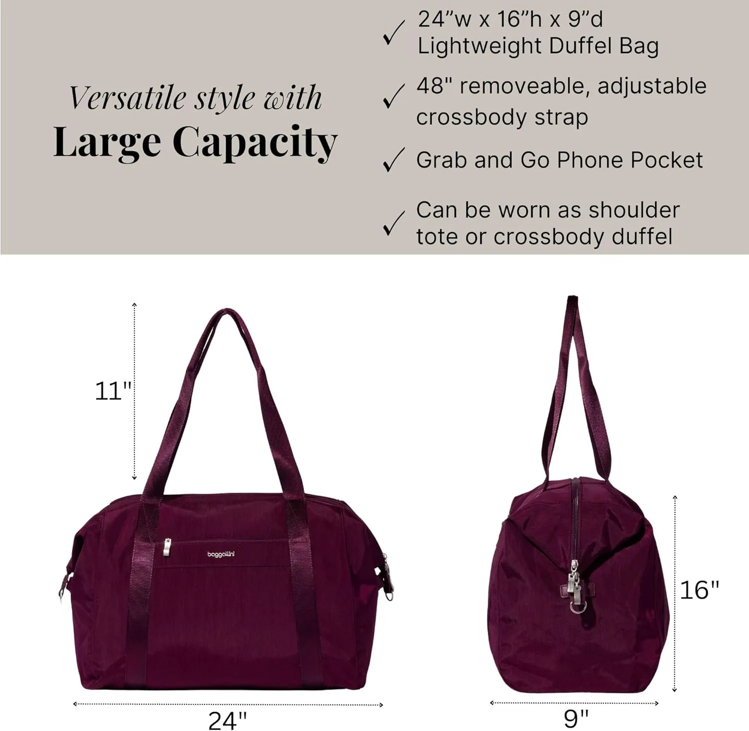 Baggallini Women's Day Large Duffel