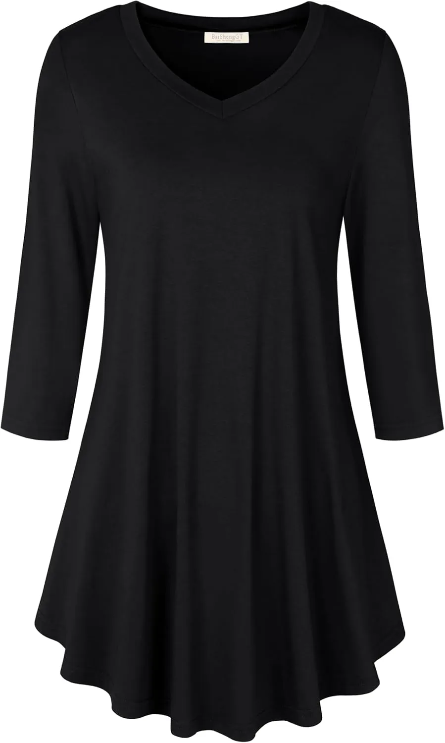 BAISHENGGT Women's V Neck 3/4 Sleeve Tunic Tops for Leggings Casual Dressy T-Shirts Blouses