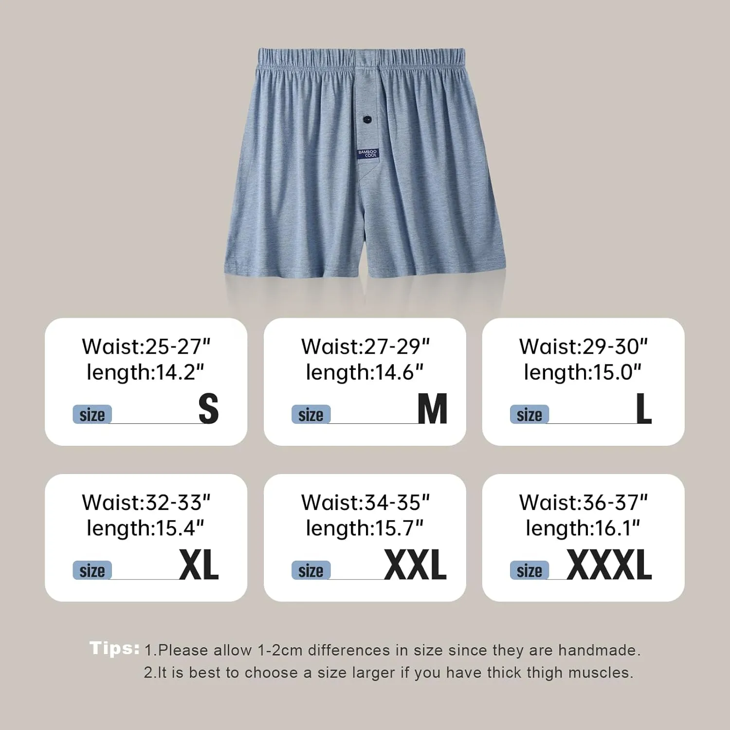 BAMBOO COOL Men's Boxer Short 3-Pack Bamboo Boxers for Men Classic Relaxed Fit Stretch Short