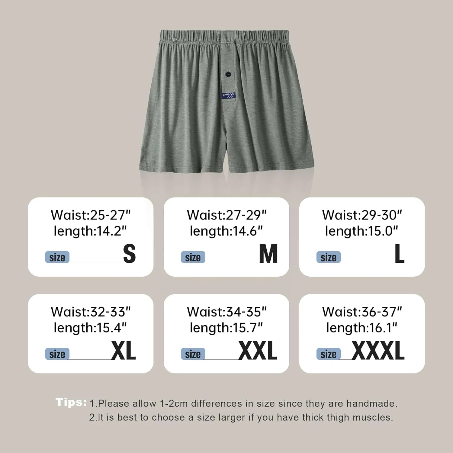 BAMBOO COOL Men's Boxer Short 3-Pack Bamboo Boxers for Men Classic Relaxed Fit Stretch Short