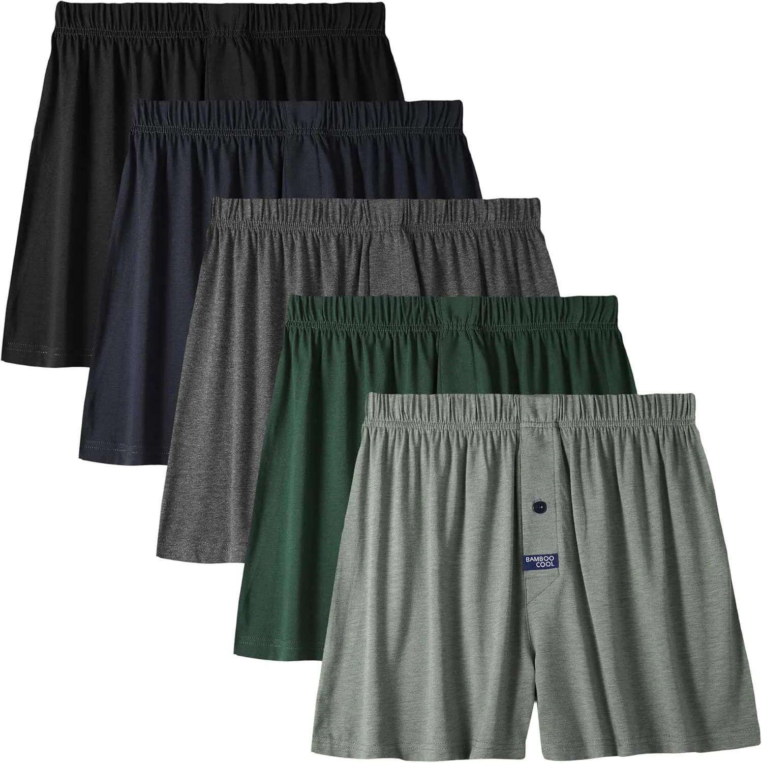 BAMBOO COOL Men's Boxer Short 3-Pack Bamboo Boxers for Men Classic Relaxed Fit Stretch Short