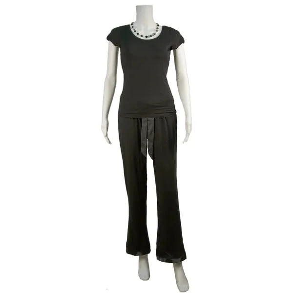 Bamboo Short Sleeve Pj Set (Black)