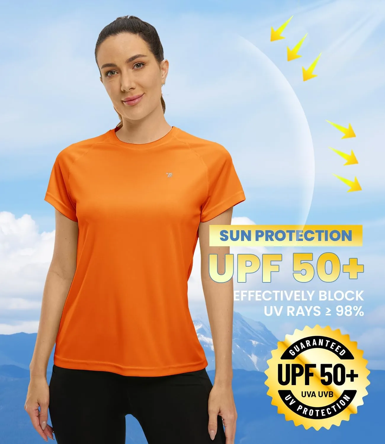 BASUDAM Women's Short Sleeve T-Shirts Quick Dry Cooling UPF 50  Lightweight Athletic Shirts Running Workout Tops