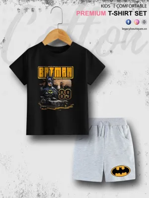 Batman Comic Book Character Printed 6 Month To 6 Year Summer Time Baby & Kids Super Comfy T-shirt Set