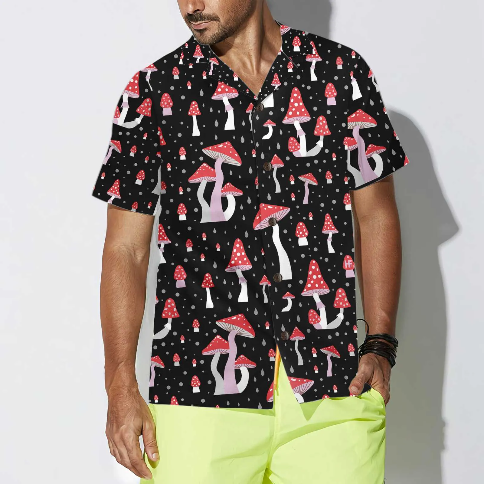 Beautiful Mushroom Hawaiian Shirt, Unique Mushroom Shirt, Mushroom Print Shirt, Pink Mushroom Flamingo Shirt, Best Gift For Lovers, Friends, Boyfriends, Husband, Family