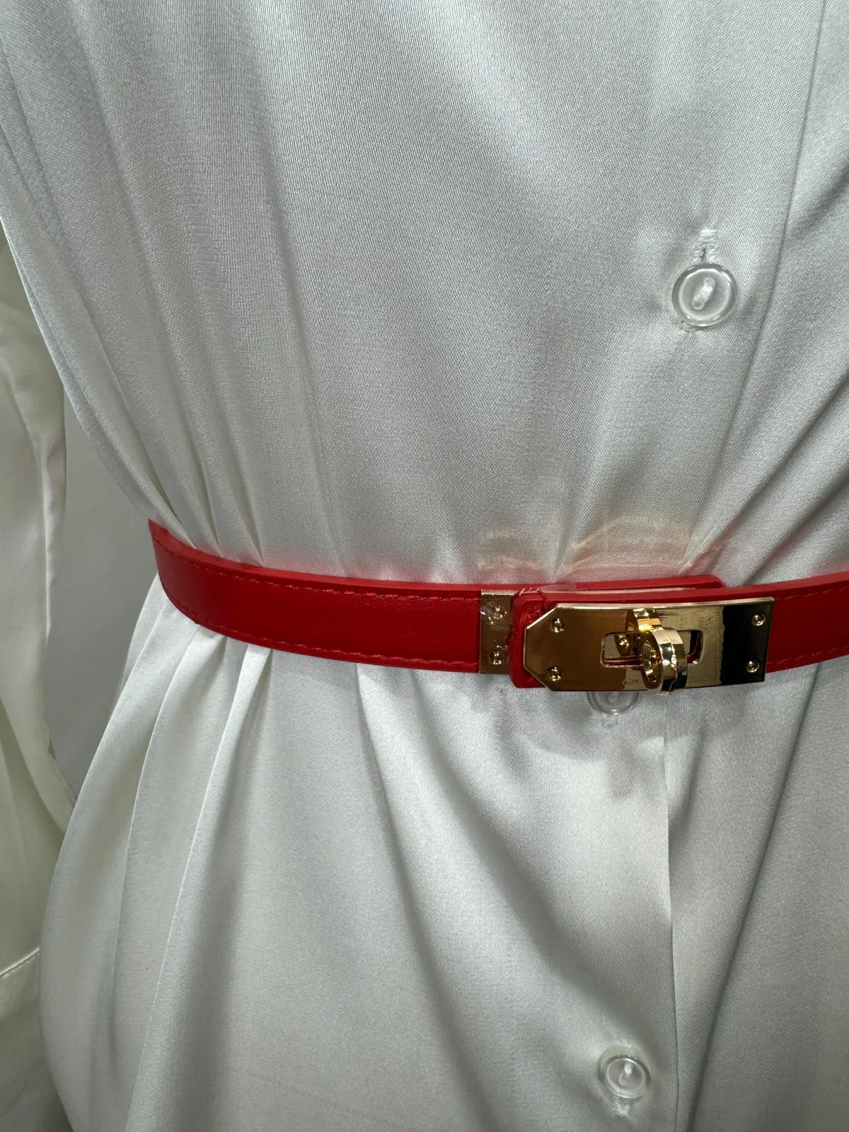 Belinda - Red Belt with Gold Lock Buckle
