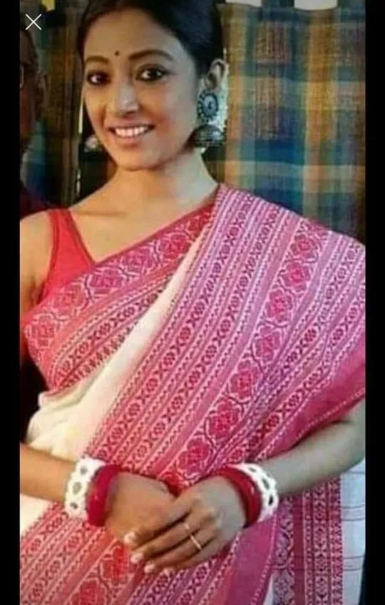 Bengali Pure Handloom Red and White Cotton Saree