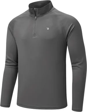 BGOWATU Men's Hiking Shirts Long Sleeve Sun Shirts UPF 50  Quarter Zip Pullover Quick Dry Rash Guard