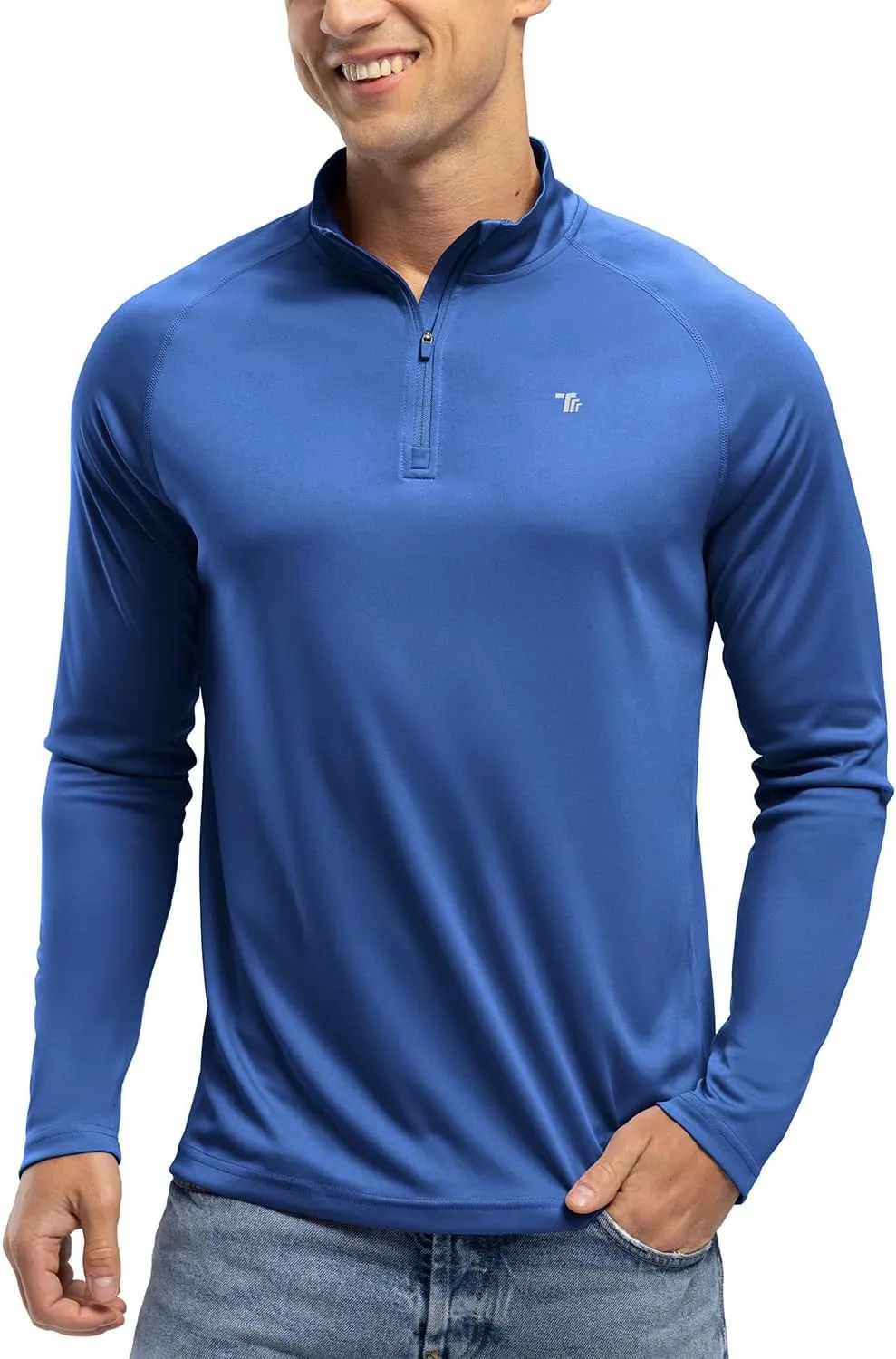 BGOWATU Men's Hiking Shirts Long Sleeve Sun Shirts UPF 50  Quarter Zip Pullover Quick Dry Rash Guard