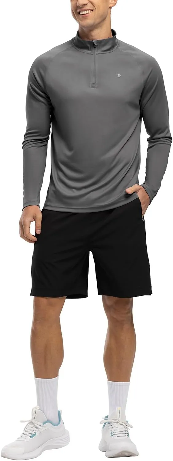 BGOWATU Men's Hiking Shirts Long Sleeve Sun Shirts UPF 50  Quarter Zip Pullover Quick Dry Rash Guard