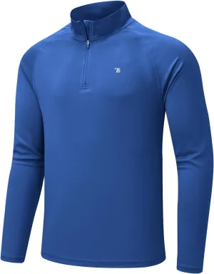 BGOWATU Men's Hiking Shirts Long Sleeve Sun Shirts UPF 50  Quarter Zip Pullover Quick Dry Rash Guard