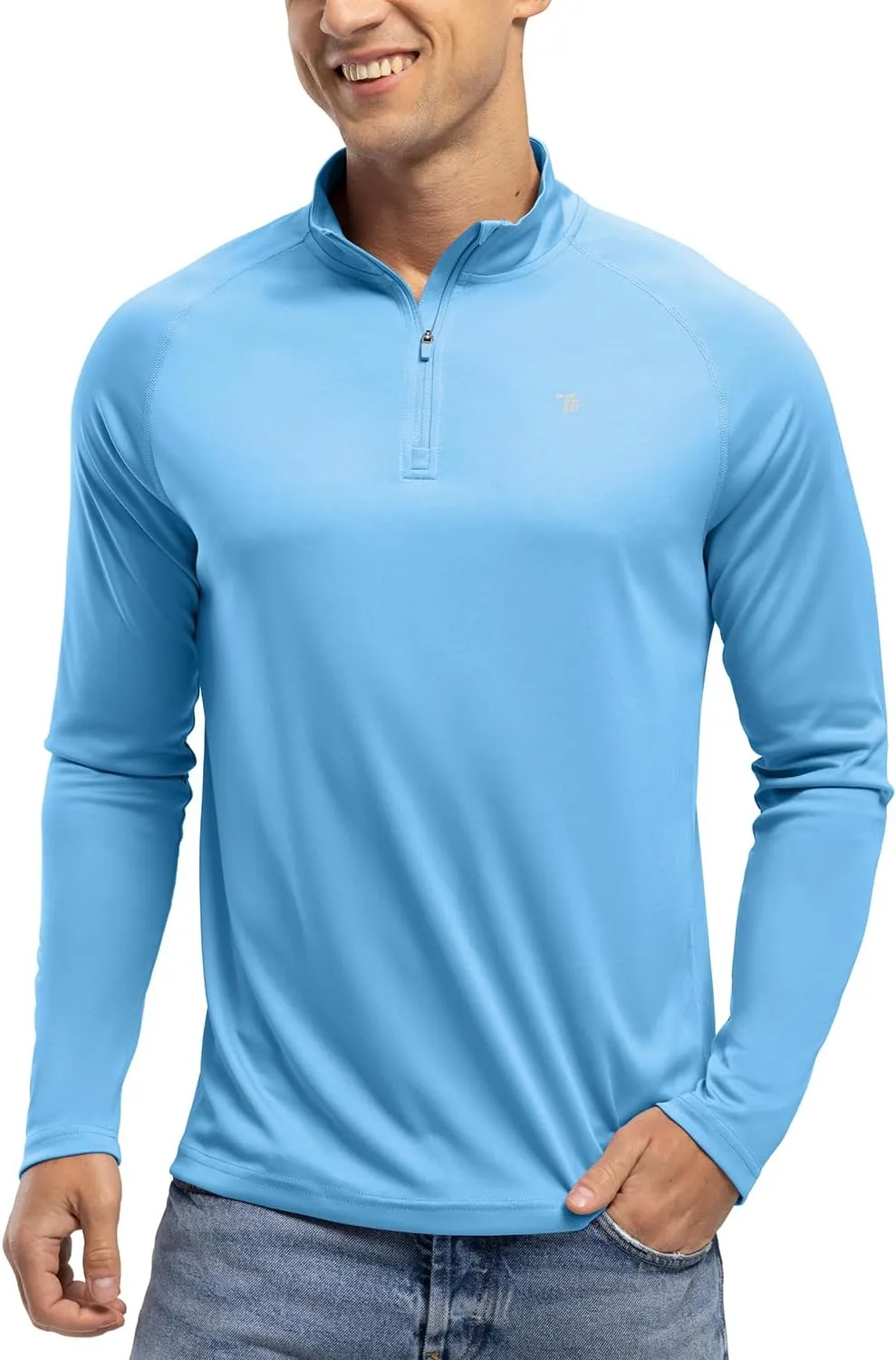 BGOWATU Men's Hiking Shirts Long Sleeve Sun Shirts UPF 50  Quarter Zip Pullover Quick Dry Rash Guard