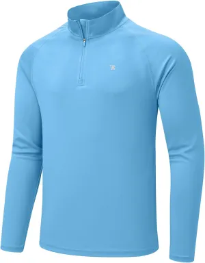 BGOWATU Men's Hiking Shirts Long Sleeve Sun Shirts UPF 50  Quarter Zip Pullover Quick Dry Rash Guard