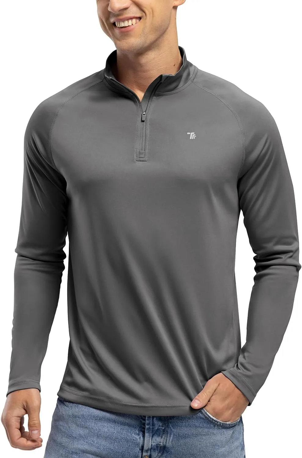BGOWATU Men's Hiking Shirts Long Sleeve Sun Shirts UPF 50  Quarter Zip Pullover Quick Dry Rash Guard