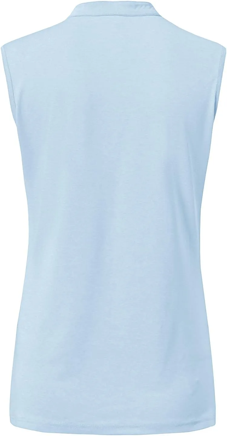 BGOWATU Women's Golf Polo T-Shirts Sleeveless V Neck Collarless Tennis Shirts UV Protection Quick Dry Lightweight