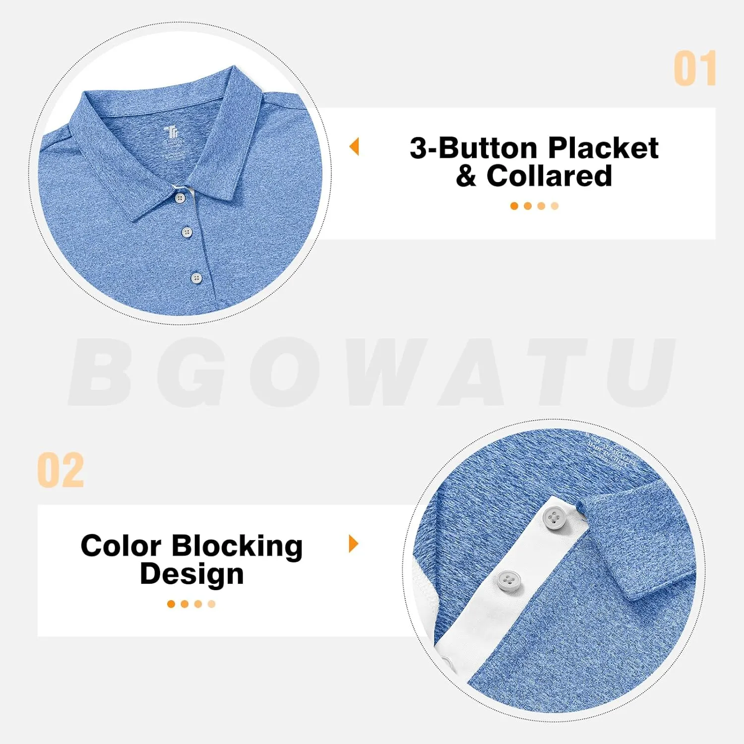 BGOWATU Women's Golf Shirts Sleeveless Polo Shirts Collared 3 Buttons Tennis Tank Tops UV Protection Quick Dry