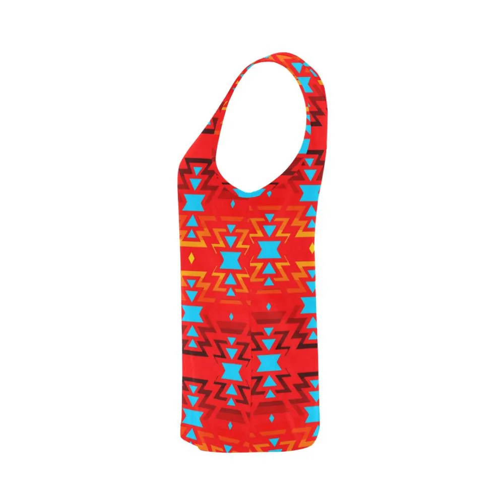 Big Pattern Fire Colors and Sky Sierra Tank Top for Women